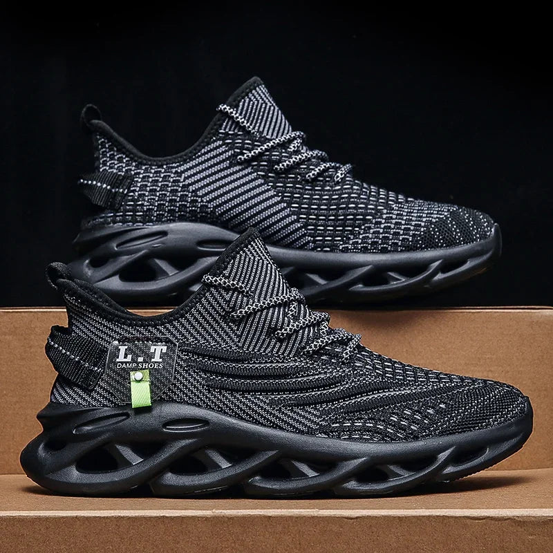 YRZL Men Sports Running Black Jogging Shoes™